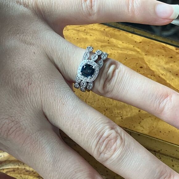 Celtic Natural London Blue Topaz Ring Set- Sterling Silver  Natural London Blue Topaz Sterling Silver Ring Set Size 6